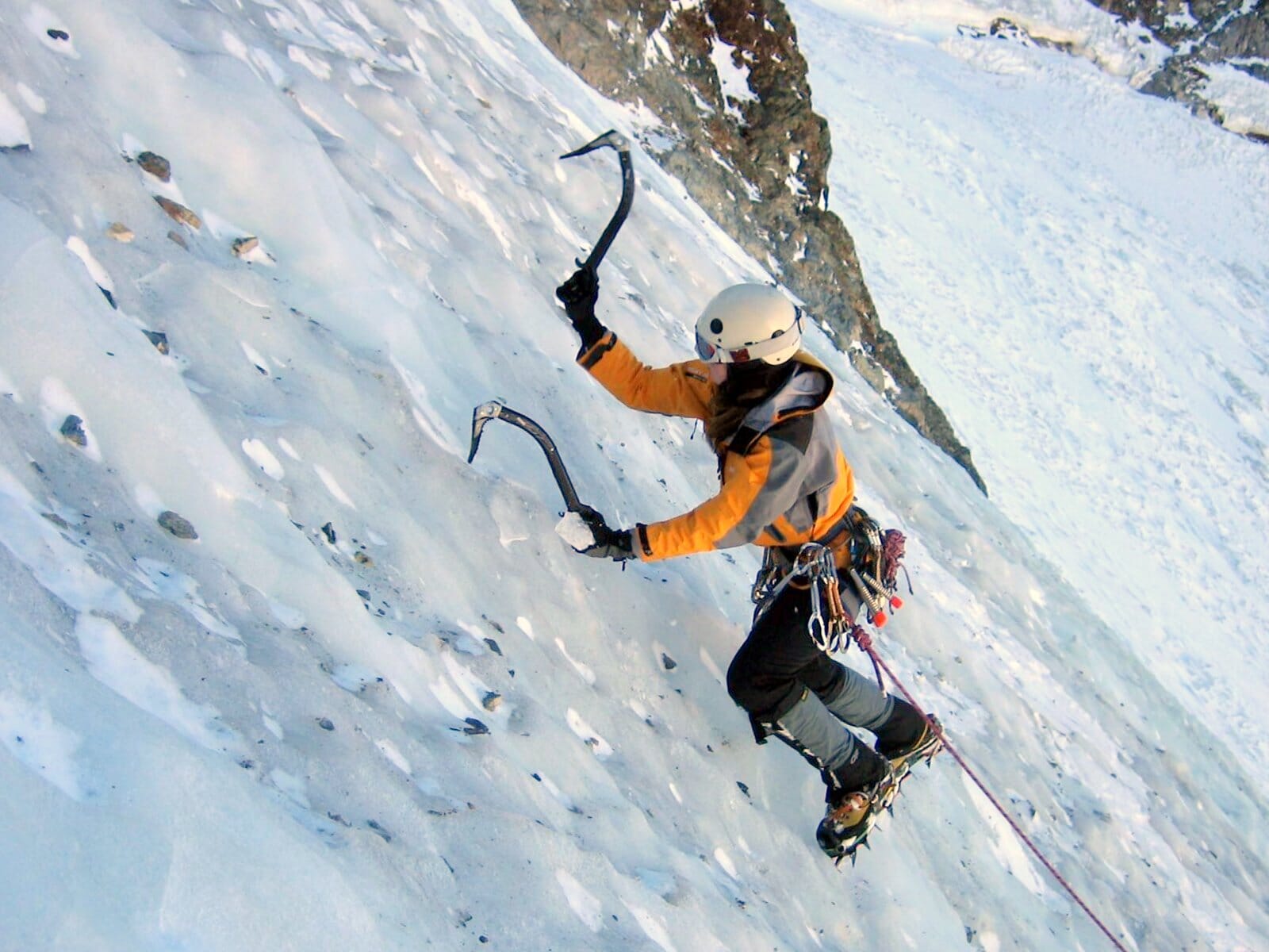 Ice climbing with lightest backpack